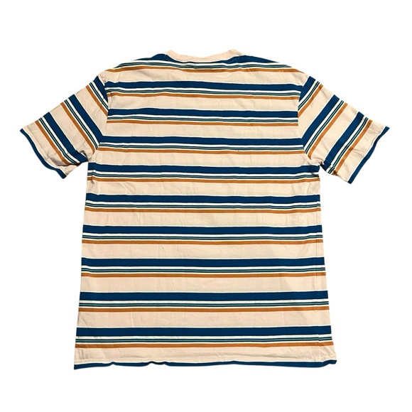 Guess Originals T Shirt Mens M Pastel Striped Embroidered Spellout Tee Pink - Picture 3 of 4